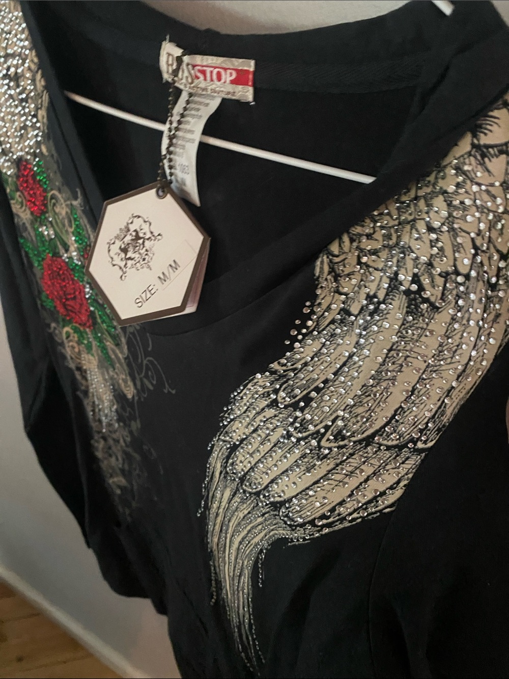 Bus Stop New Women's Black Hoodie with sequin designs. - Picture 4 of 9
